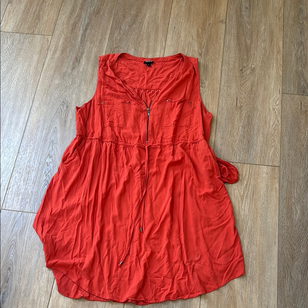 Torrid Orange Sleeveless Tie Front Tunic